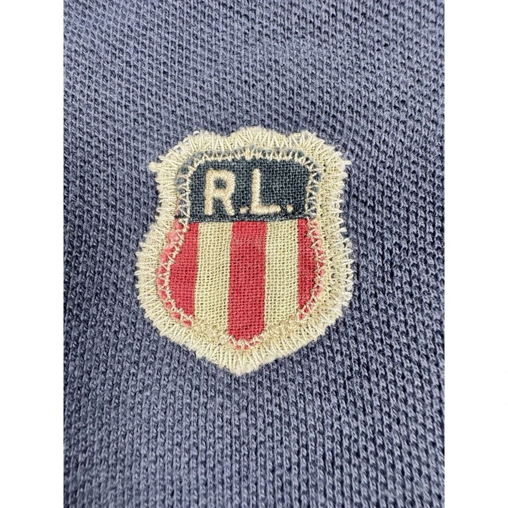 Polo Jeans Ralph Lauren Mens Polo Shirt M Navy Crest Number 7 Cotton Y2K
